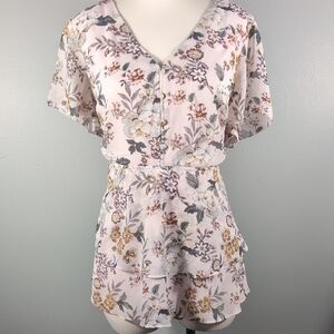 Gorgeous Pale Pink Floral Blouse, Sz 1/1x.